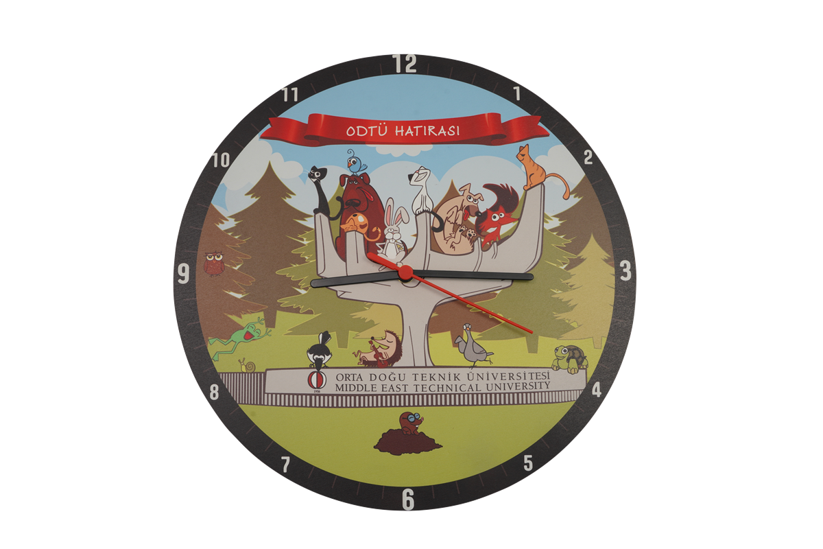 Hayvanlar Temalı Ahşap Saat