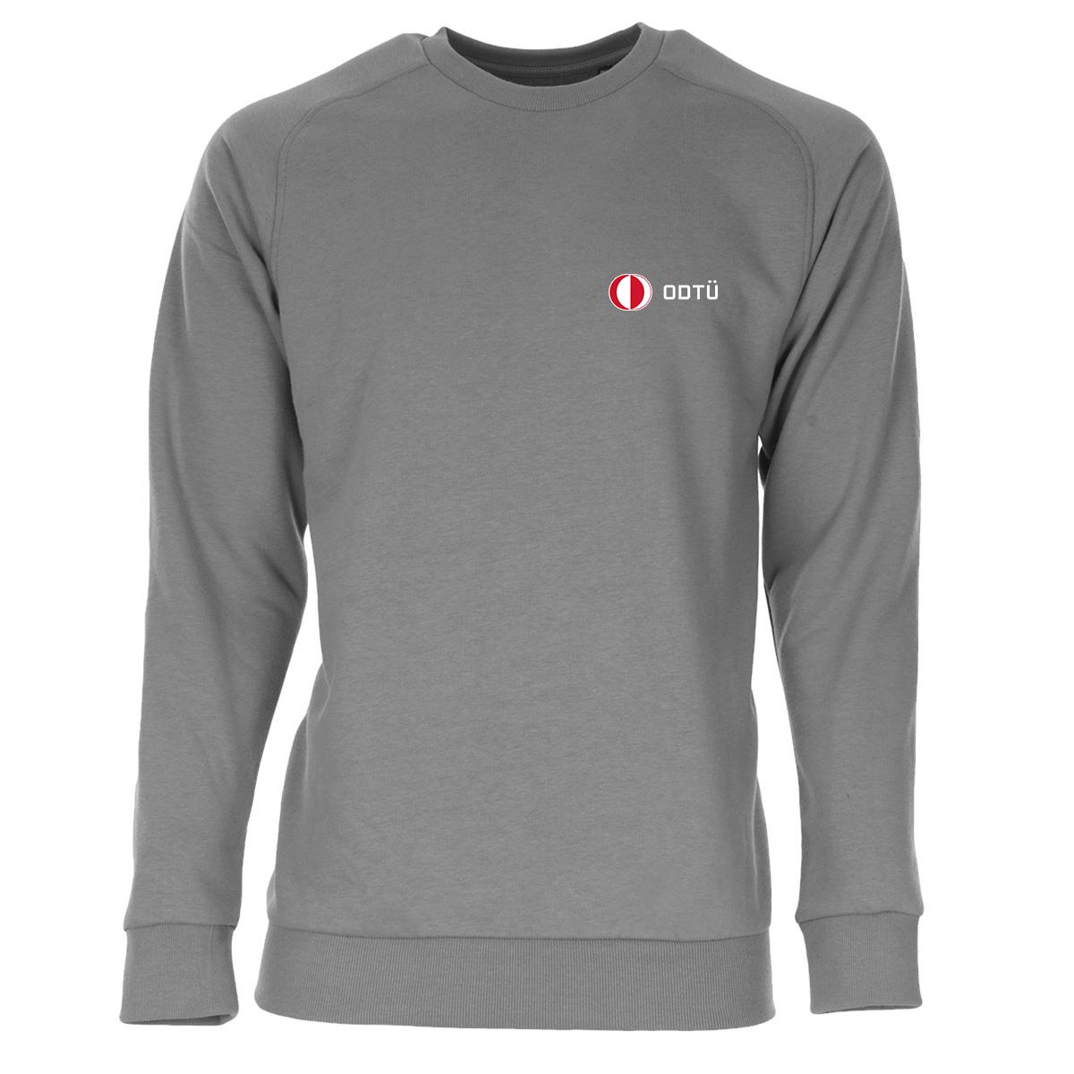 ODTÜ Logolu Sıfır Yaka Sweatshirt (Gri)