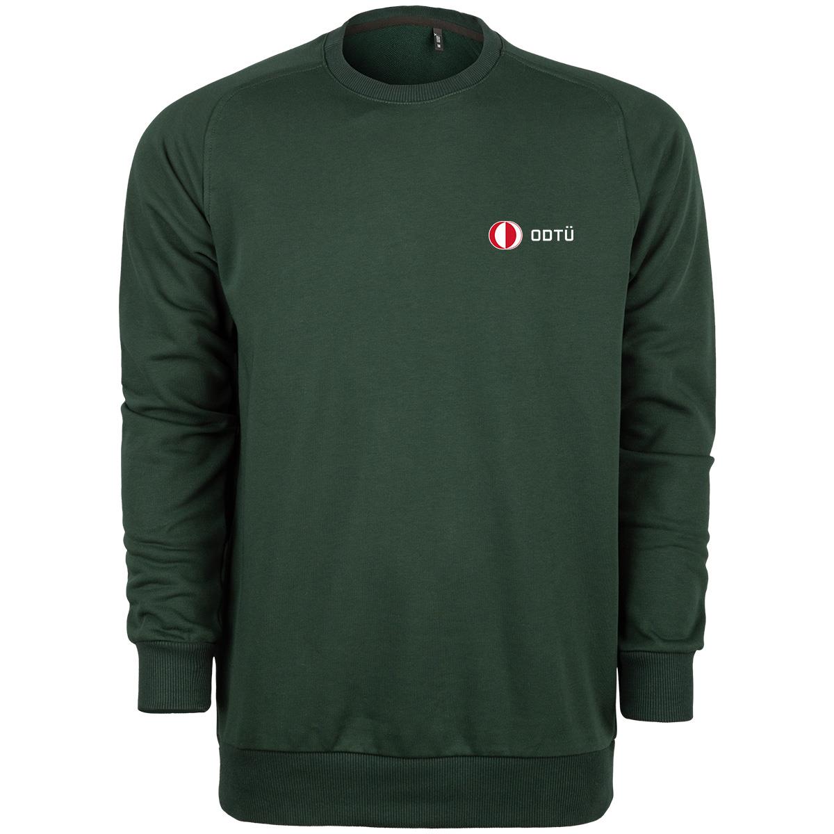 ODTÜ Logolu Sıfır Yaka Sweatshirt (Yeşil)