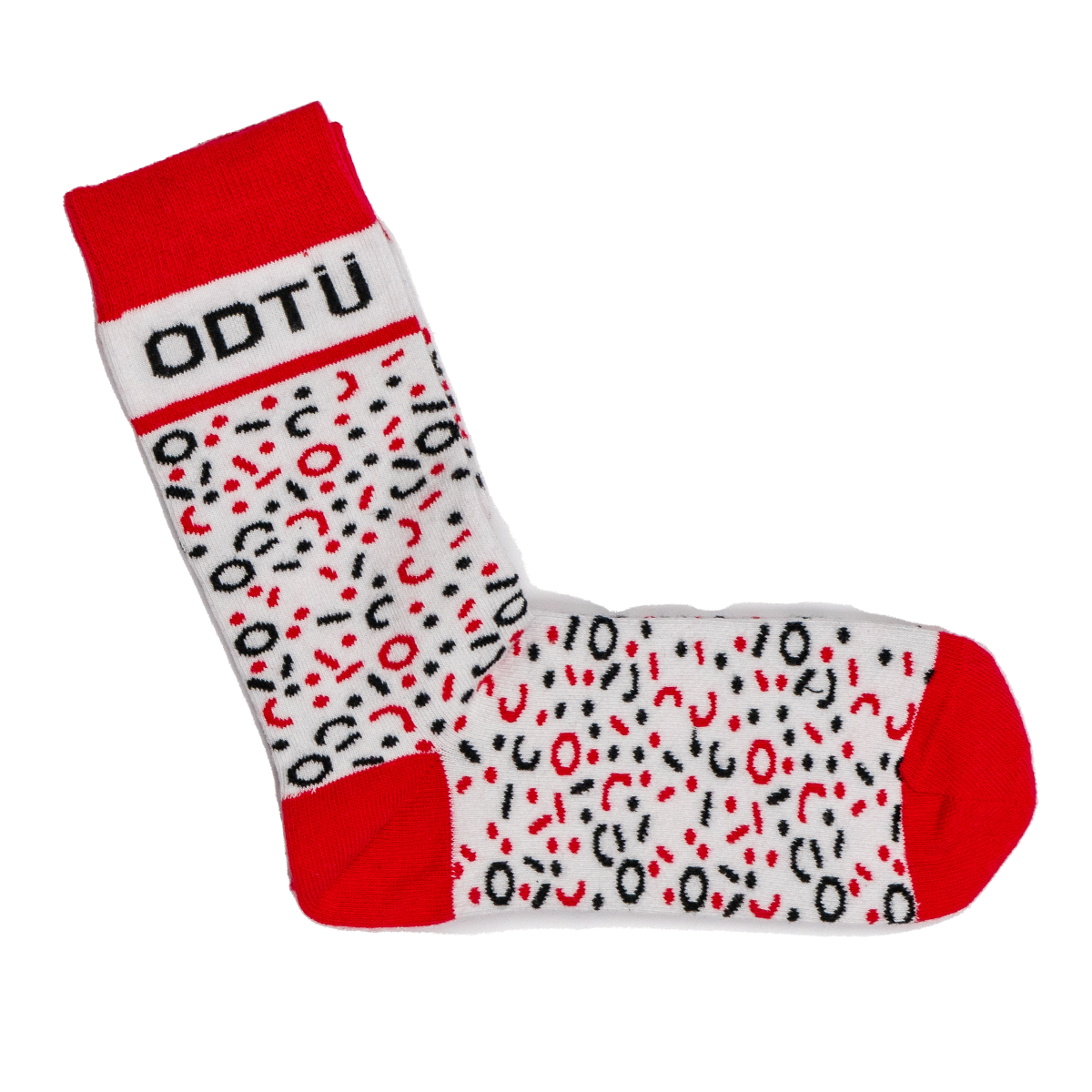 Geometrik Desenli Çorap (Beyaz Kırmızı)